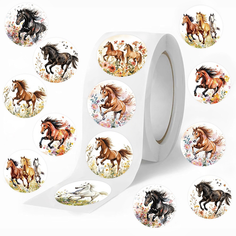 Art Craft Items - 500 шт./рулон, наклейки с лошадьми и