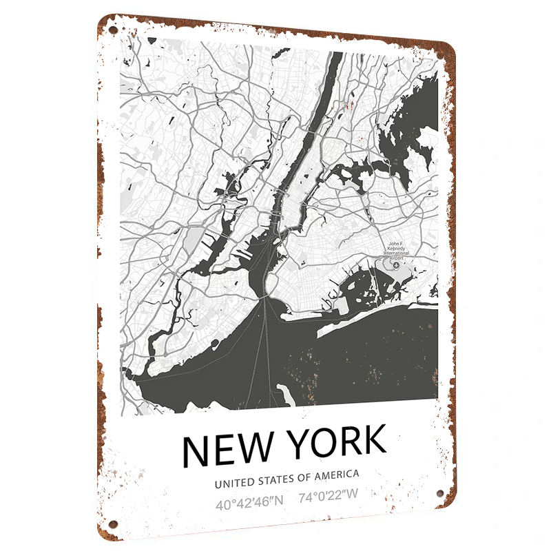 Art And Craft New York - Карта города Нью-Йорка, художественный металлический настенный